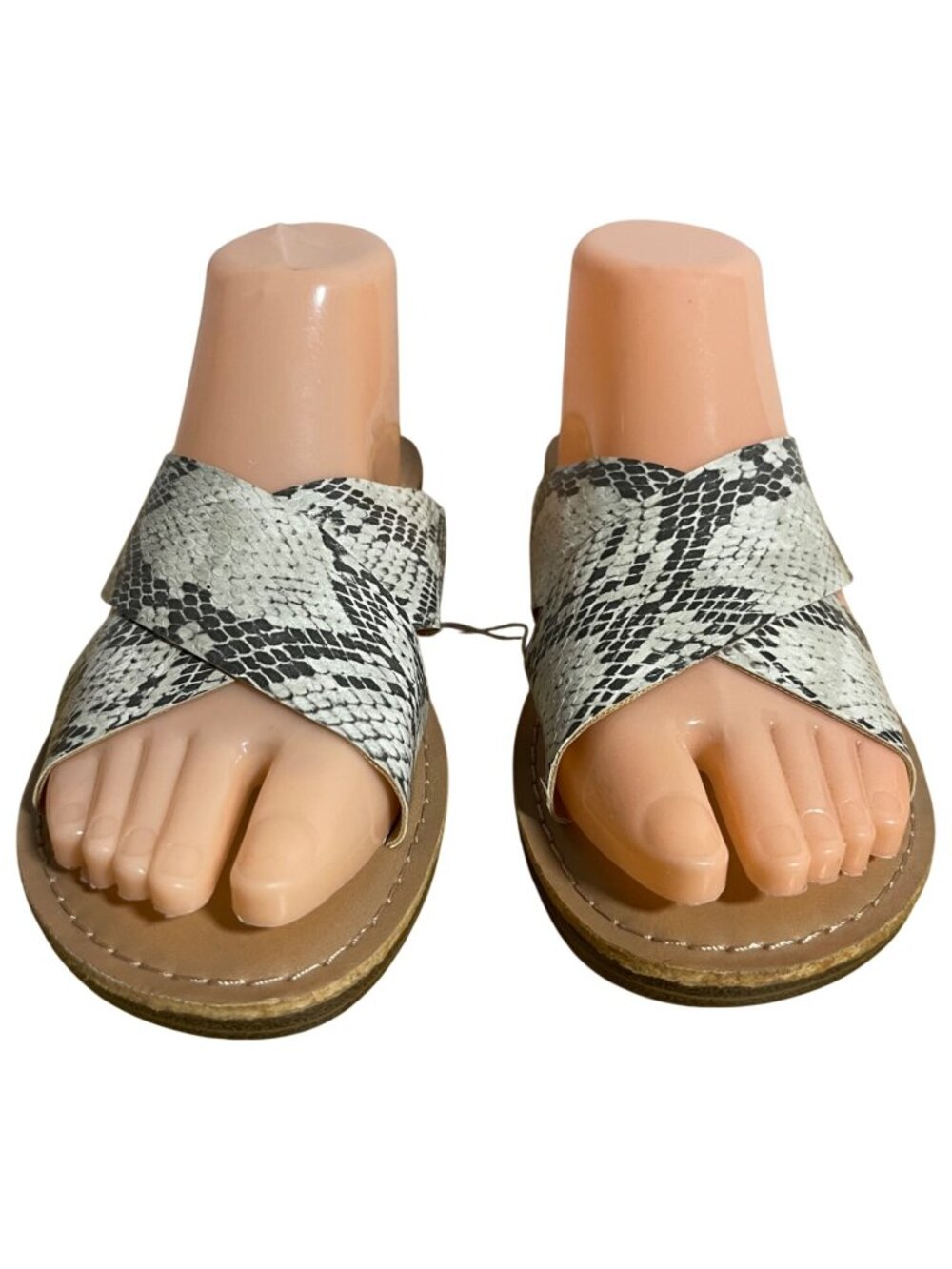 Old Navy Womens Snakeskin Print Faux Leather Crisscross Flat Sandals Size 9